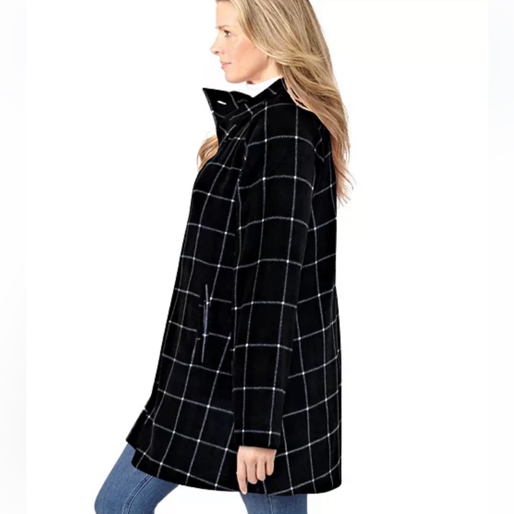 Woman Within Fleece Funnel Neck Swing Coat - Picture 15 of 15